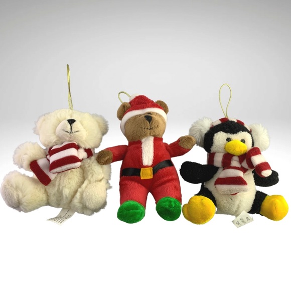 Hugfun Plush Stuffed Animal Ornaments Christmas Lot of 9 Bears Penguin Santa 6” - Picture 4 of 11